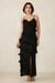 Womens Black Ruffle Dress with Slit
