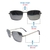 Grey Silver Rectangle Sunglasses 21834P
