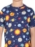 Ninos Dreams Boys Cotton Coord Set with Lower Planet Print-Navy Blue