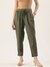 Olive Pencil Pleated Cigarette Trousers