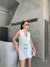 White linen long vest and shorts co-ord set