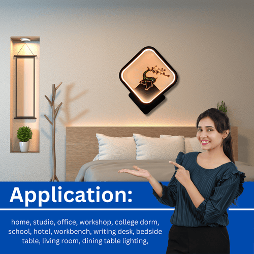 Square Shape Led Deer Fancy Wall Lamp for Living Room, Bedroom,Dinning Room etc.聽Color : 3in1 (Colour-3in1,Pack of 1)