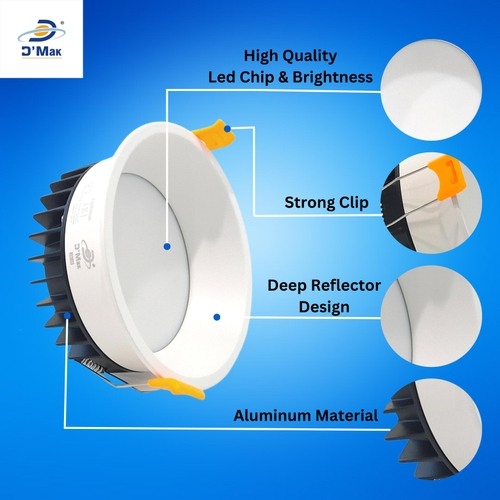 12 Watt Round Deep Down Panel Light for POP Recessed Lighting Pack of 1 Colour Cool