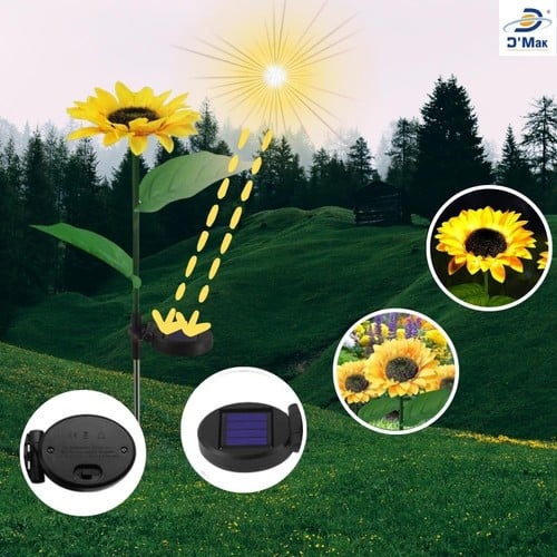 Solar Sun Flower Lights For Garden Waterproof LED Warm White Lamp (Pack of  8)