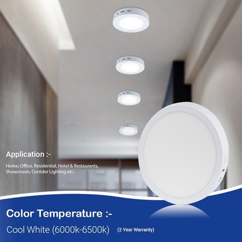 8 Watt Round Surface Led Panel Light for Ceiling Pack of 4 Colour Cool White