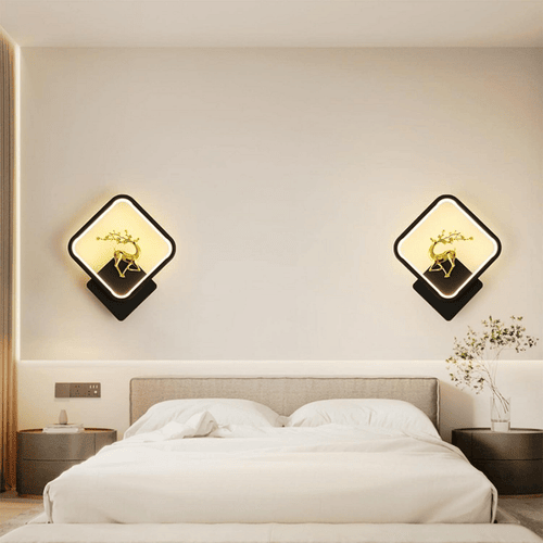 Square Shape Led Deer Fancy Wall Lamp for Living Room, Bedroom