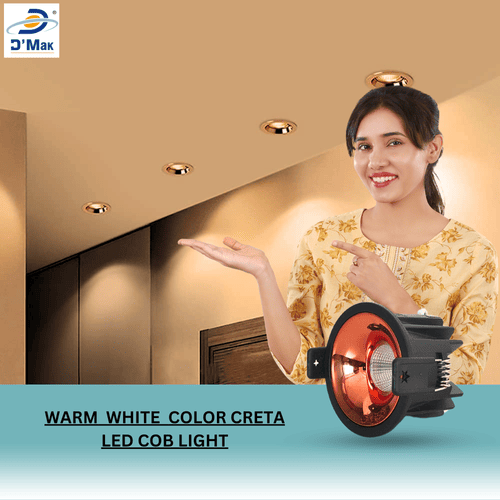 7W LED Creta COB Spot Light Black Body Shining Rose Glod Reflector(Pack  of-10, Colour-Warm White)