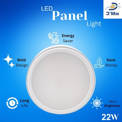 22 Watt Round LED Surface PC Poly Carbonate Panel Light For Ceiling Packof 1 Cool White