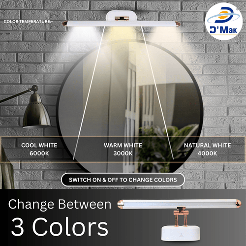 6 Watt 3in1 Color Changing LED Mirror Picture Wall Light White Body Bathroom Vanity Led Mirror