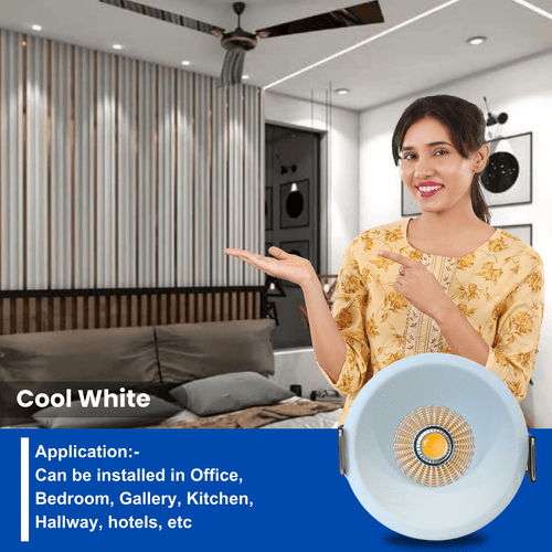 18 Watt Round LED Deep COB Light for POP/ Recessed Lighting(Pack of - 1, Colour - Cool White) view 6