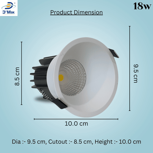 18 Watt Round LED Deep COB Light for POP/ Recessed Lighting(Pack of - 1, Colour - Cool White) view 4