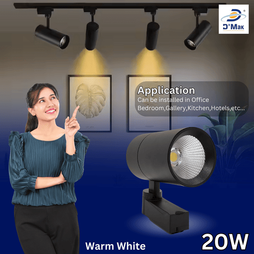 30 Watt LED Warm White Color Black Body Track Light For Focusing Wall Or Photo Frame