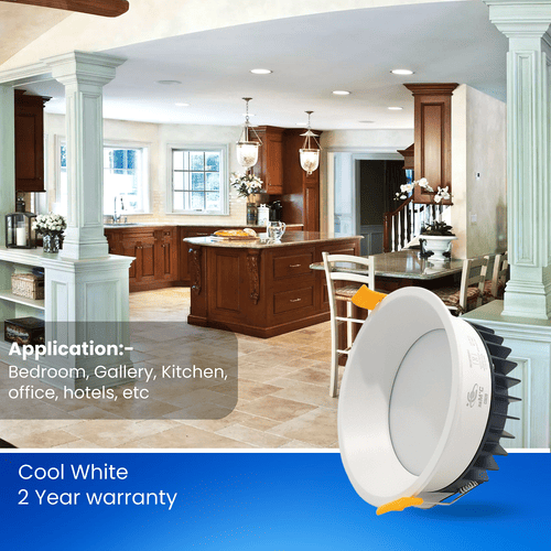 12 Watt Round Deep Down Panel Light for POP Recessed Lighting Pack of 1 Colour Cool