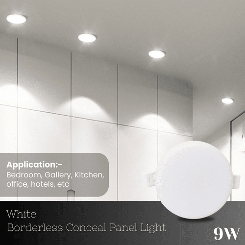 9 Watt Borderless Conceal Light For POP Recessed Lighting In Round Shape With Adjustable Base Pack