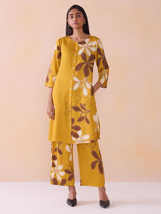 Ikigai Printd Mustard Straight Kurta