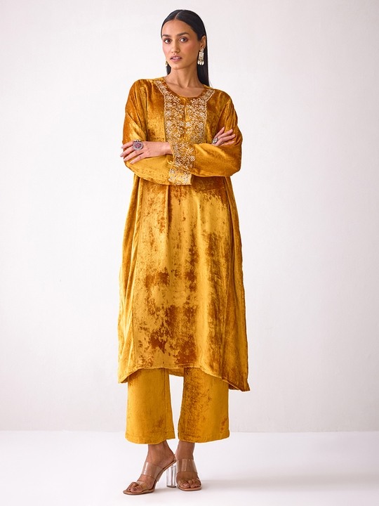 Masakkali Mustard Velvet Trousers