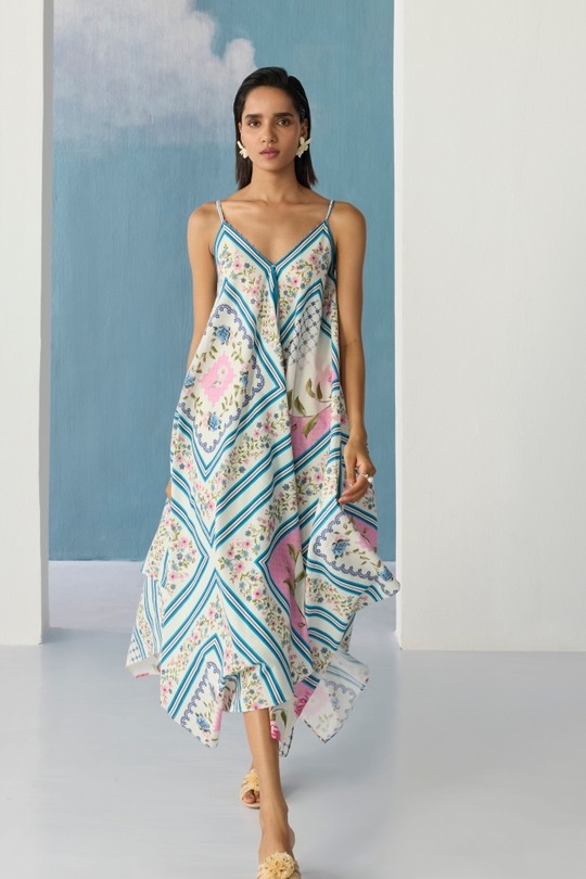 ivory floral mosaic dress