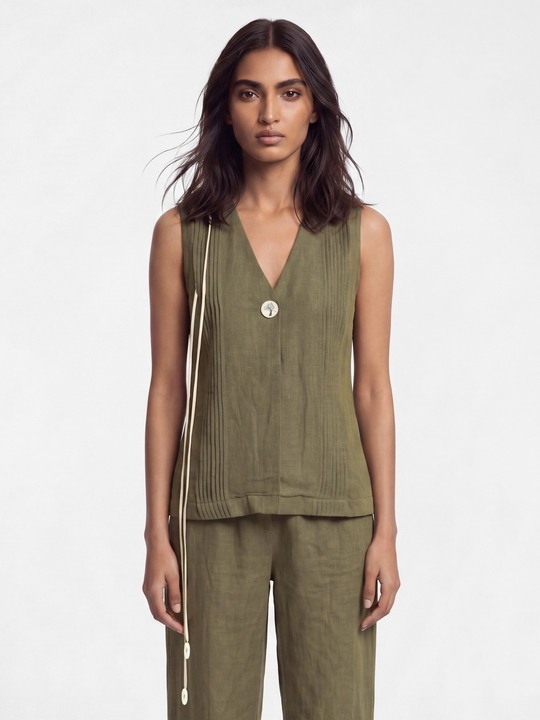 Olive Linen Top