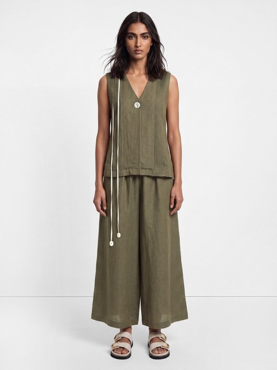 Olive Linen Trouser