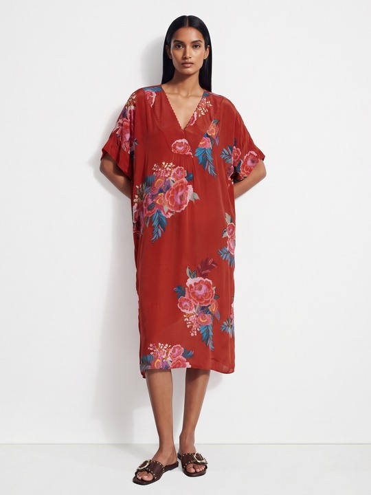 Maroon Printed Kaftan