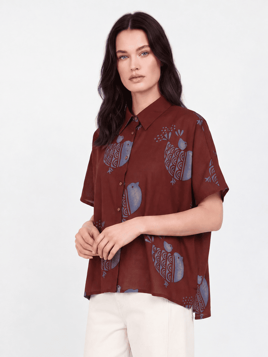Red Buttoned Cotton Shirt