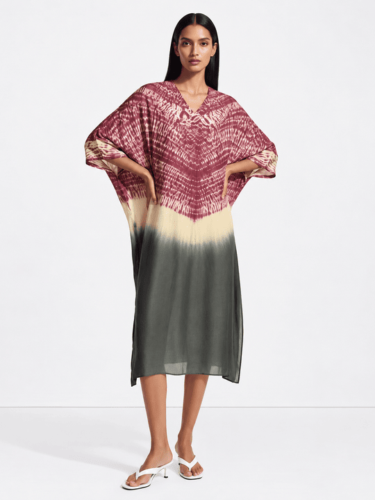 Wine Printed Kaftan