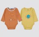Unisex Baby Long-Sleeve Outer Space Organic Cotton Bodysuits Pack (2-Piece) – Burnt Orange & Pastel Yellow