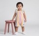 Infant Girls Pastel Striped Ruffle Sleeve Romper