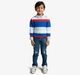 Boys Striper Sweatshirt With Woven Collar