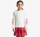 Girls Sweatshirt Dress With Embroidered Sleeves