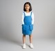 Ed-A-Mamma Girls Cargo Pocket Dungaree Dress With Full Sleeves T-Shirt - White & Blue