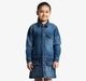 Girls Denim Dress With Cargo Pockets And Splatter Paint