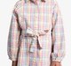 Girls Shirt Dress With Balloon Sleeves & Belt
