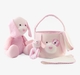 Basket, Puppy Toy, Rattle & Burp Cloth 4 Pcs Gift Sets
