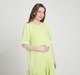 Maternity Dress Short Sleeves Embroidered Green