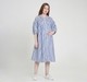 Maternity Dress 3/4 Sleeves Striped Blue