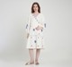Maternity Dress Long Sleeves Embroidered Off White