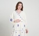 Maternity Dress Long Sleeves Embroidered Off White