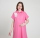 Maternity Dress Short Sleeves Embroidered Pink
