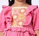 Girls above knee length dress with crochet pan Pink