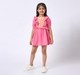 Girls above knee length dress with crochet pan Pink
