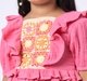 Girls above knee length dress with crochet pan Pink