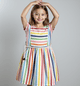 Girls Stripe Dress With Drawcord Multicolor