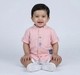 Infant Boys Pink Mandarin Collar Shirt with Sea Life Embroidery