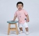 Infant Boys Pink Mandarin Collar Shirt with Sea Life Embroidery