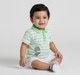Infant Boys White & Green Striped Sea Treasure Polo T-Shirt