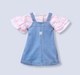 Infant Girls  DENIM DUNGAREE DRESS & RIB TEE  MULTI