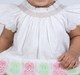 Baby Girls' White Smocked Linen-Blend Dress with Embroidered Pineapple Scallop Hem