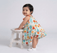 Infant Girls Retro Floral Print Tassel Straps Tiered Dress