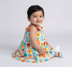Infant Girls Retro Floral Print Tassel Straps Tiered Dress